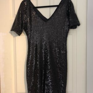 BOOHOO BLACK SEQUIN DRESS